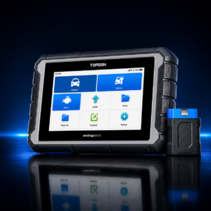 TOPDON ArtiDiag900 BT mit drei Jahren Updates auf dunklem OBDWelt-Hintergrund