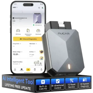 MUCAR OBD2 Diagnosegerät mit AI – Vollsystem Diagnose, Fehlercodes lesen & löschen, Lifetime Updates ohne Abo - 15 Service Funktionen
